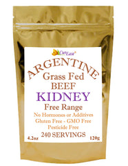 CurEase Argentine Beef Kidney Powder package highlights grass-fed nutrition for daily vitality.