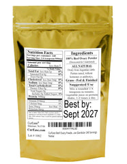 Close-up of desiccated beef ovary powder highlighting Argentine grass-fed sourcing.
