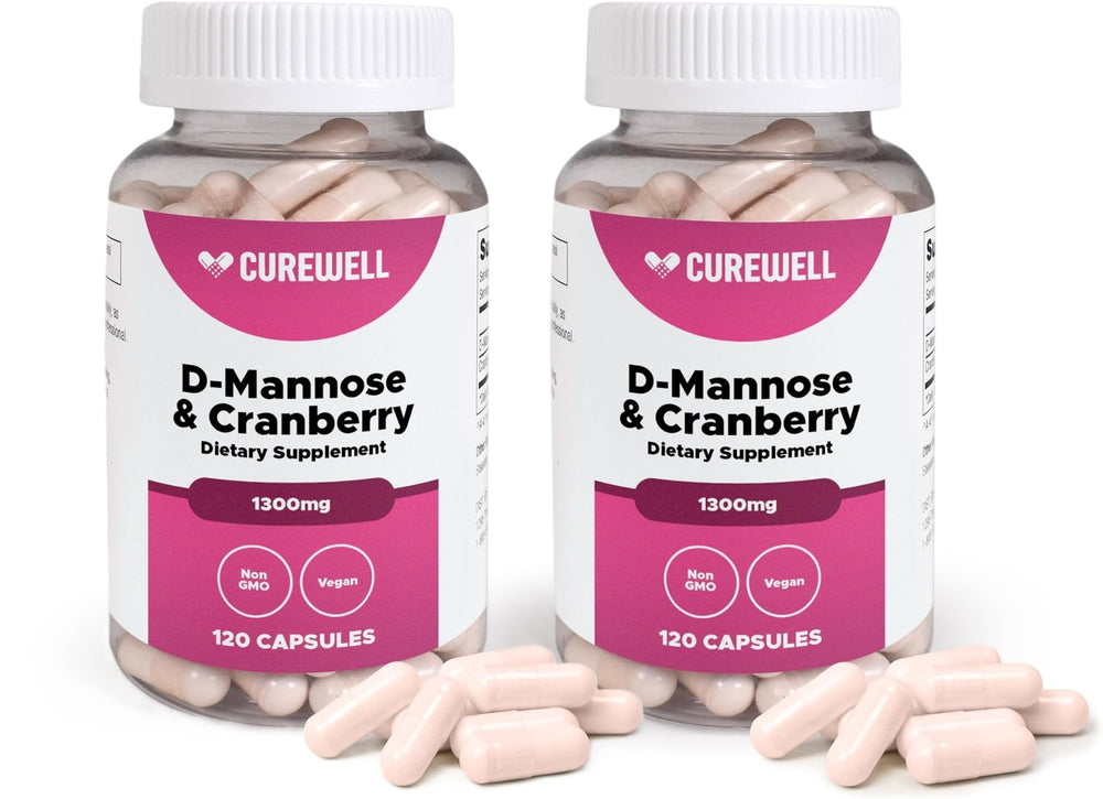 CUREWELL D-Mannose & Cranberry bottle front view for urinary support