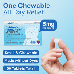 Curist Children's Allergy Chewables bottle back showing directions and ingredients.