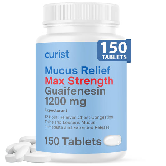 Curist Guaifenesin 1200 mg extended release tablets pack shot for maximum strength mucus relief