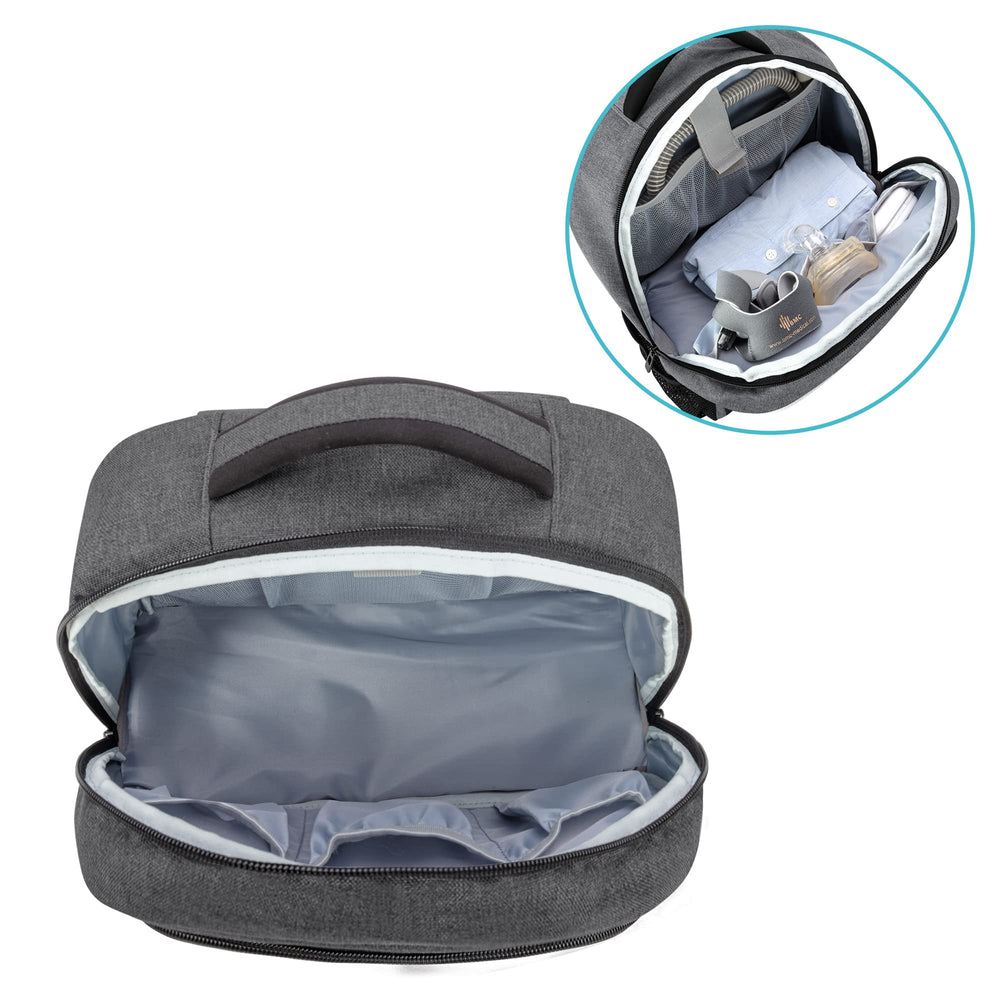 CURMIO CPAP backpack keeps equipment stable with non-slip bottom feet.