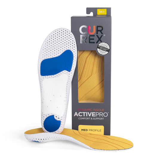 Currex ActivePro insoles show heel cushion for shock absorption during daily walking