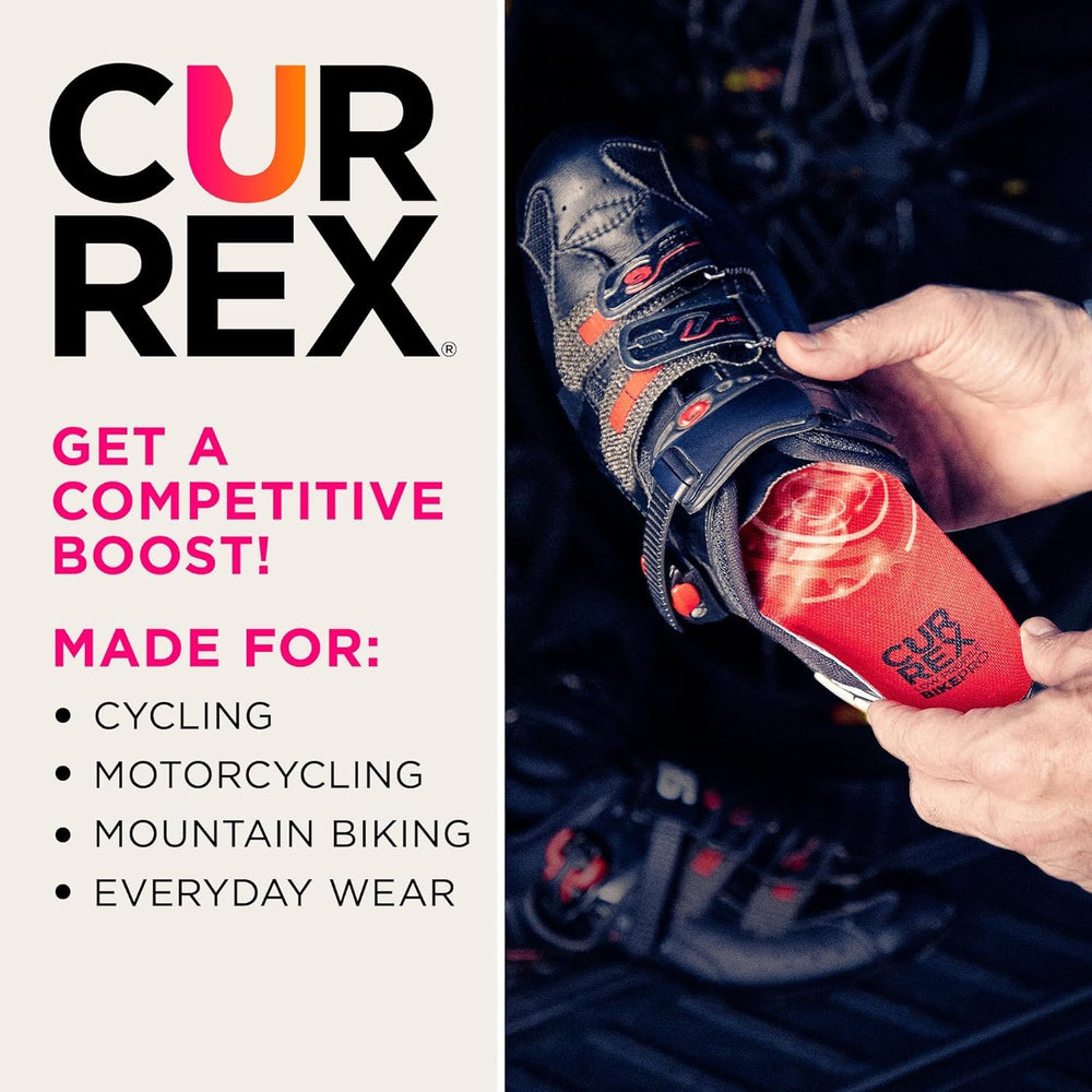 CURREX BikePro mesh top layer wicks moisture to keep feet dry.
