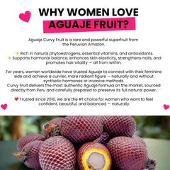 Curvy Fruit Aguaje Maca Wild Hinojo blend emphasizes natural balance for curves.