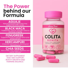 Curvy Fruit Chia seeds bottle showing plant-based wellness blend.