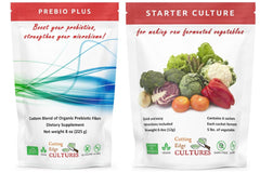Cutting Edge Cultures Prebio Plus jar showing convenient prebiotic fiber blend for daily support.
