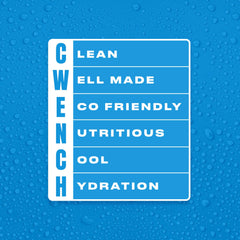 CWENCH Hydration blue raspberry label close-up highlighting clean ingredients