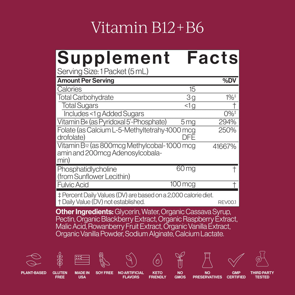 Cymbiotika daily-use B12 B6 packets support routine energy and focus.