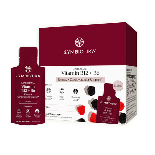 Cymbiotika liposomal B12 B6 packaging ready for daily energy support.