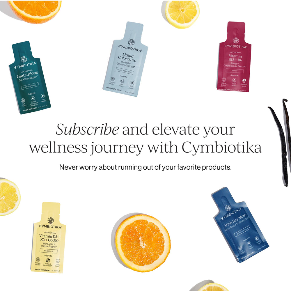 Cymbiotika liposomal delivery technology enhances stability and absorption.