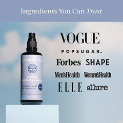 Nighttime scene featuring CYMBIOTIKA magnesium oil spray for rest
