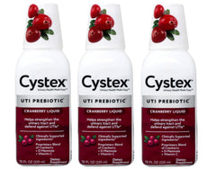 Cystex cranberry liquid bottle front view, supporting urinary health