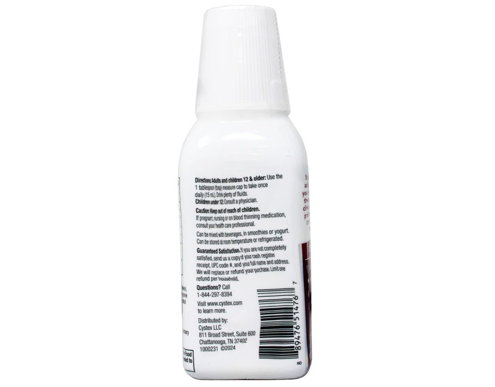 Cystex cranberry liquid label close-up