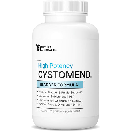 CystoMend bottle front highlighting high-potency bladder support.