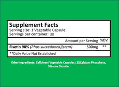 CYTOLYFE Fisetin capsules close-up emphasizing 500 mg daily dose for wellness
