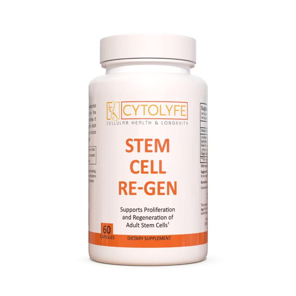 CYTOLYFE Stem Cell Regen bottle supports daily wellness.