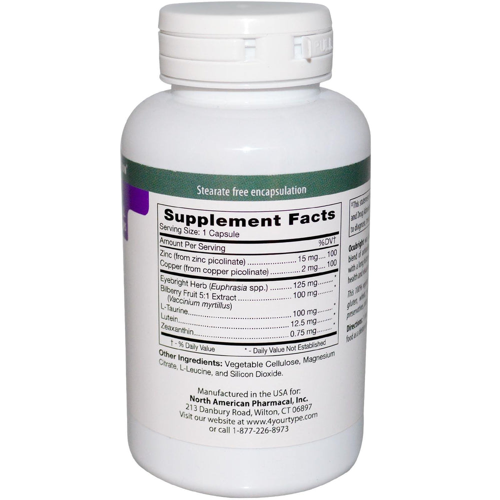 D'Adamo Ocubright bottle label highlighting supplement details for eye health