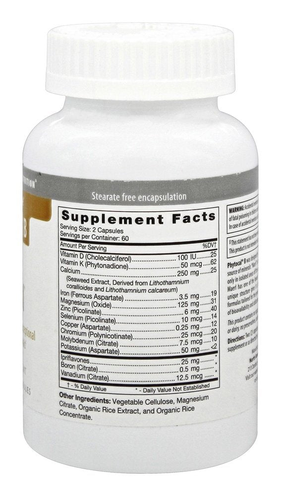 D'Adamo Phytocal B capsules close-up highlights vegetarian, convenient daily supplement.