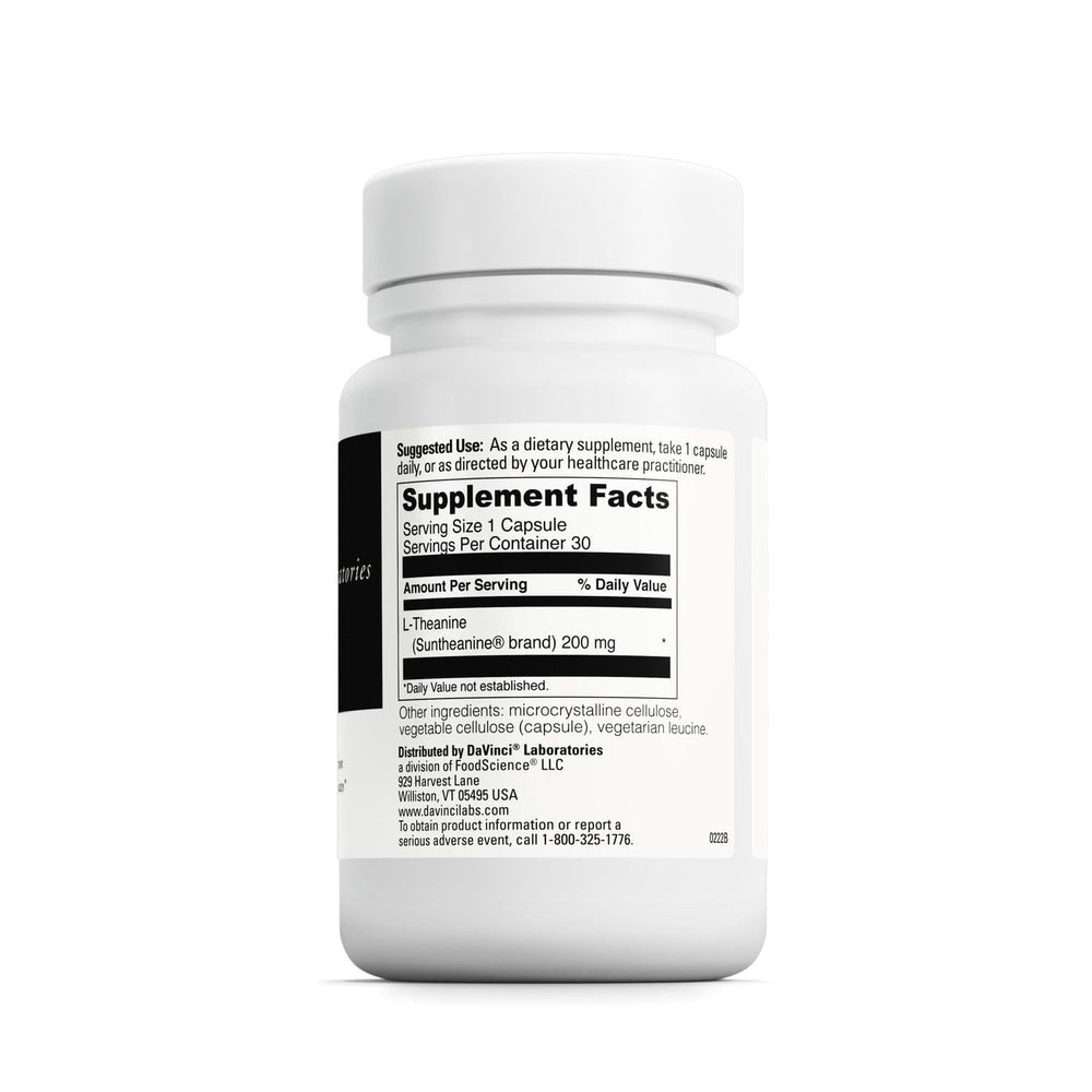 DaVinci L-Theanine capsules close-up for focused moments.