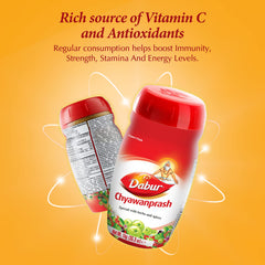 Close-up of Dabur Chyawanprash Spread ingredients including amla and giloy