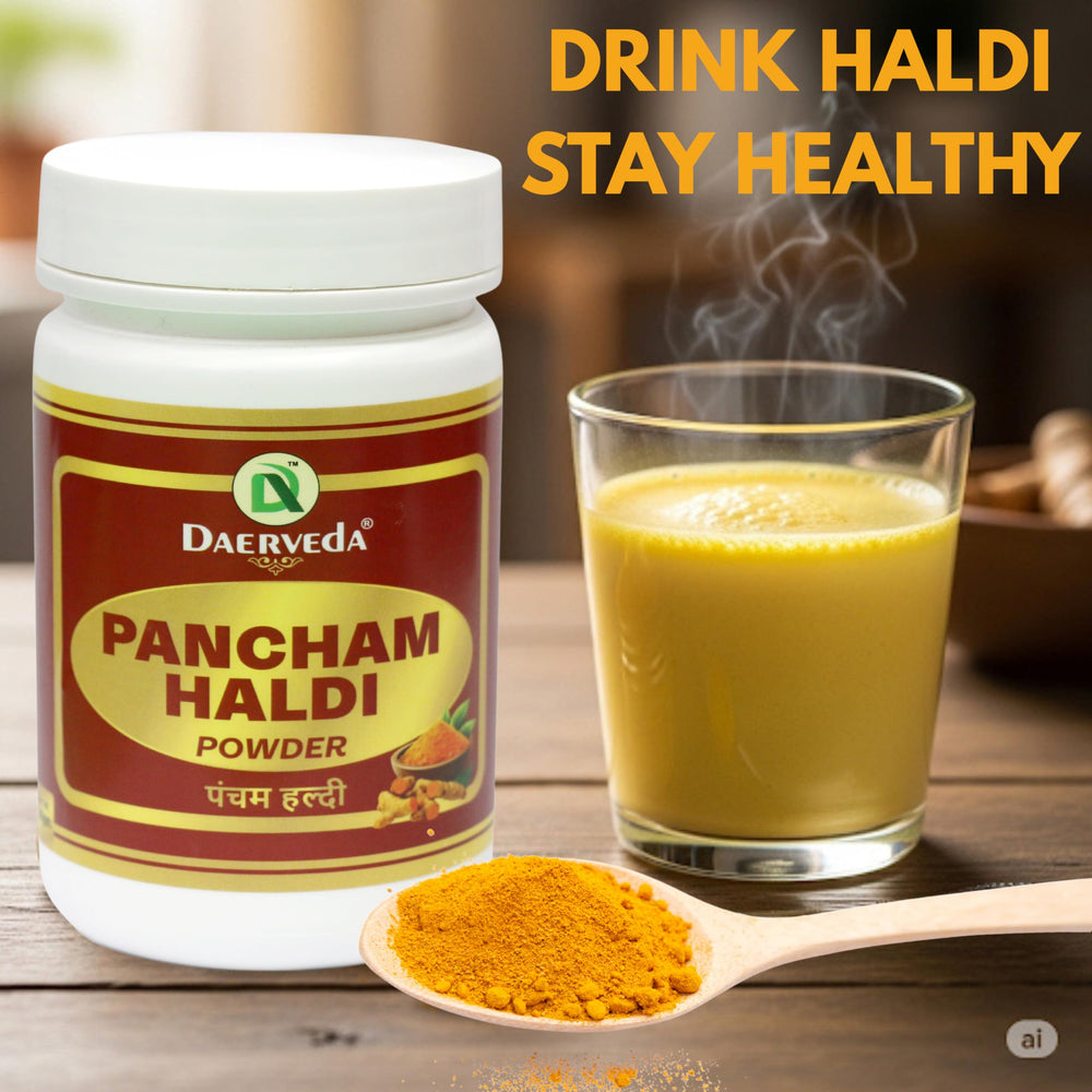 Daerveda Pancham Haldi tin jar preserves aroma and flavor stability.