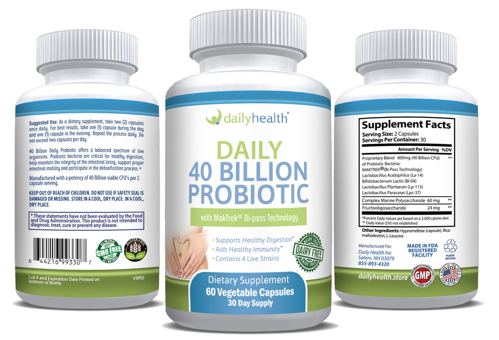 Daily Health Probiotic Lactobacillus paracasei energy boost close-up