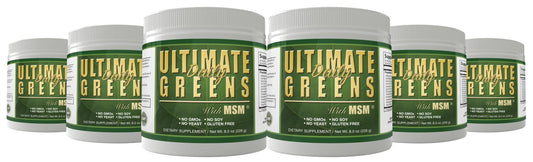 Daily Health Ultimate Daily Greens bottle highlighting vegan, gluten-free formula for daily nutrition