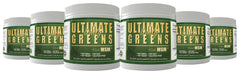 Daily Health Ultimate Daily Greens bottle highlighting vegan, gluten-free formula for daily nutrition