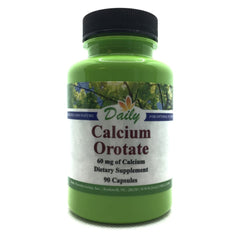Daily Manufacturing Calcium Orotate bottle front view with vegan capsules for daily wellness.