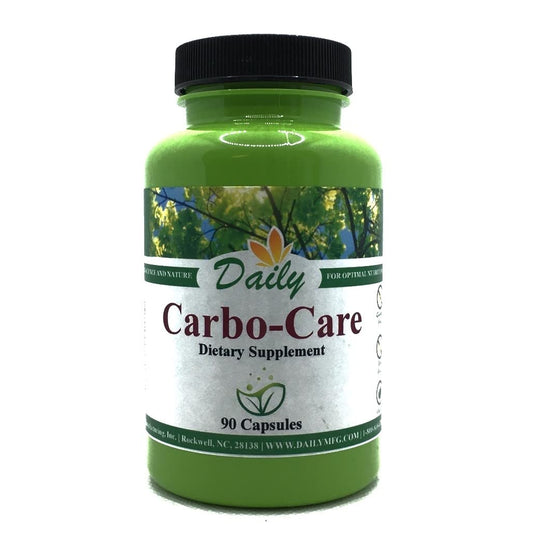 Daily Manufacturing Carbo-Care bottle with capsules supporting carbohydrate energy utilization