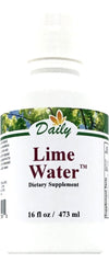 Daily's Lime Water bottle on a kitchen counter, highlighting a calcium-rich hydration option.