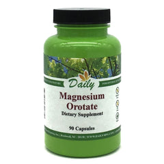 Daily Manufacturing Magnesium Orotate bottle with 90 capsules for easy daily mineral intake.