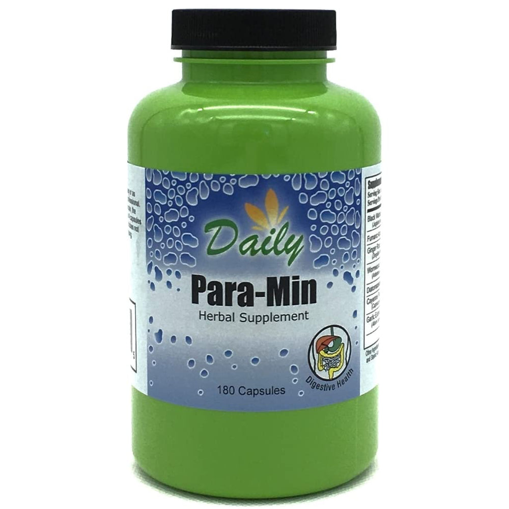 Daily Manufacturing para-Min bottle with capsules for a vegan, gluten-free daily routine