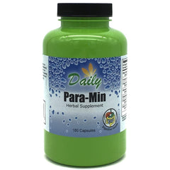 Daily Manufacturing para-Min bottle with capsules for a vegan, gluten-free daily routine
