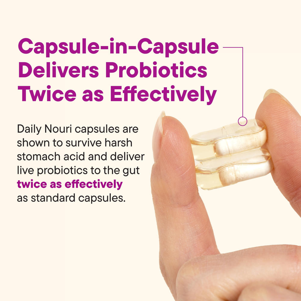 Daily Nouri Hormone Balance label close-up detailing vegan, non-GMO formula.
