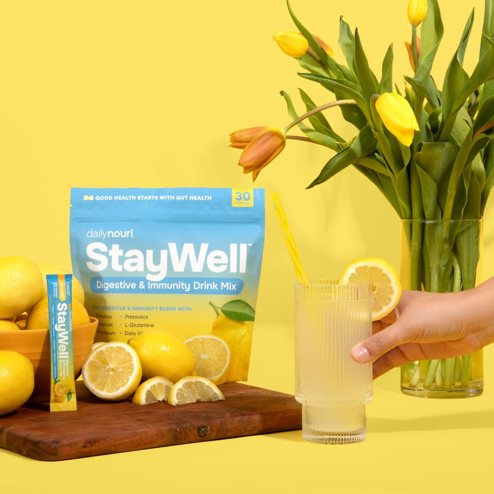 Daily Nouri StayWell USA-made quality signals trusted formulation for daily gut health.