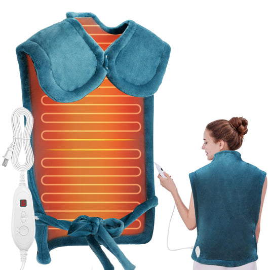 DAILYLIFE heating pad provides full coverage for neck, shoulders, and back.