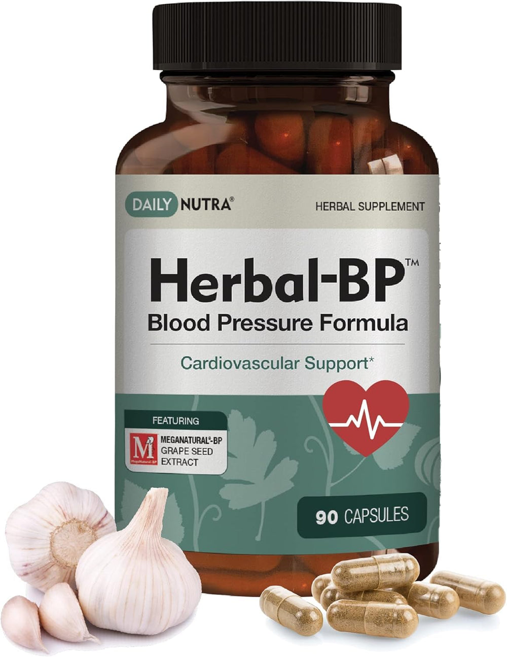 DailyNutra Herbal-BP bottle front showing natural circulatory support blend