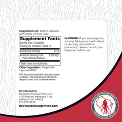 Dairyland American Ginseng ingredients—non-GMO and clean formulation.