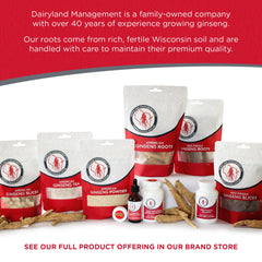 Dairyland Ginseng Powder packaging showcasing premium quality and GMO-free promise.