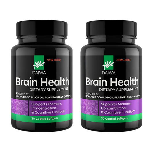 Daiwa Advanced Omega-3 Brain bottle showing daily cognitive support in a sleek package.