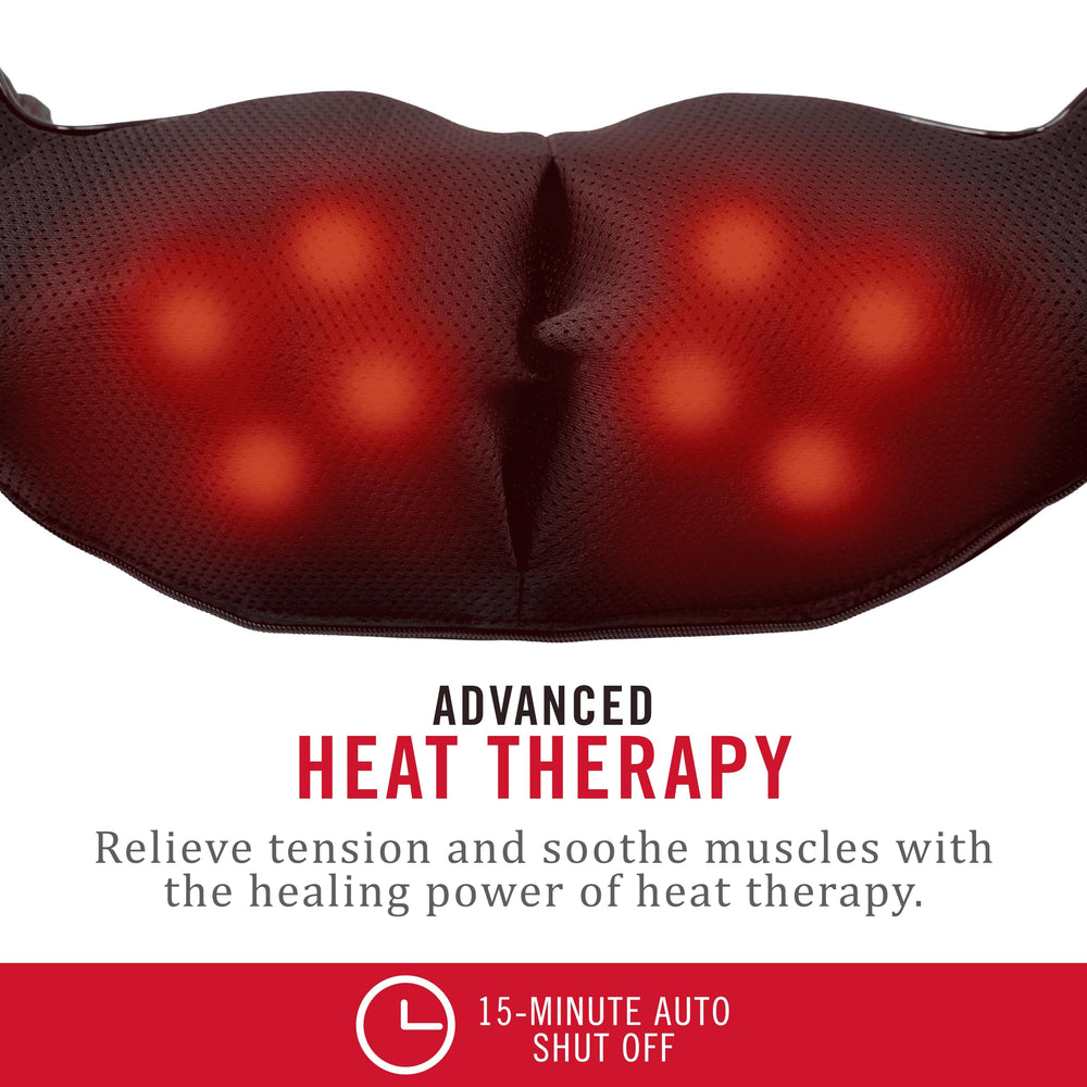 Ergonomic handle design aids precise pressure on neck and shoulders.