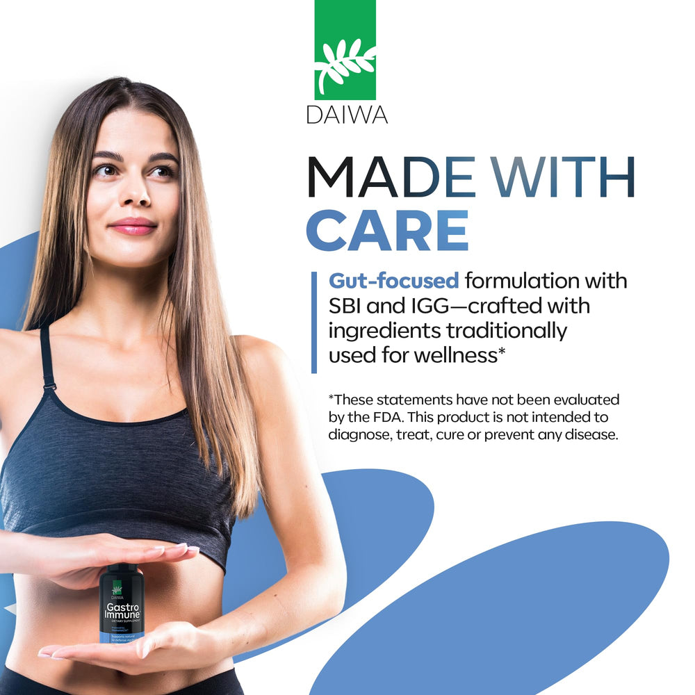 Daiwa GastroImmune bottle pour demonstrates convenient two-capsule daily routine.