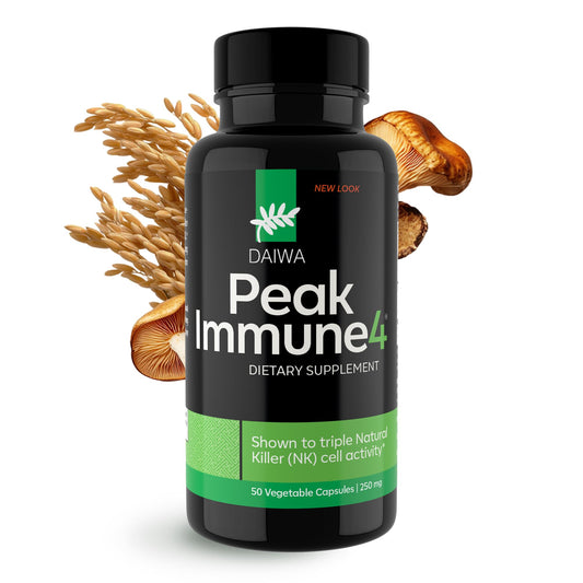 Daiwa PeakImmune4 bottle front with capsules for daily immune wellness