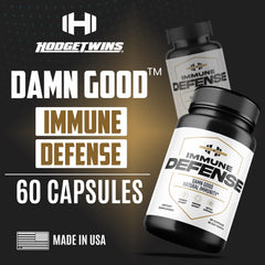 DAMN GOOD Hodge Twins Immune Defense capsules highlight sea moss and oregano ingredients
