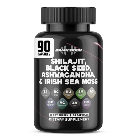 DAMN GOOD The Hodge Twins maximum vitality bottle shows energy boosting capsules for daily use.