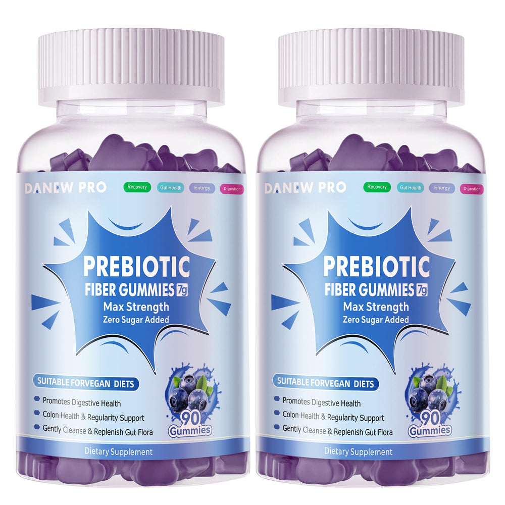 DANEW Pro blueberry prebiotic fiber gummies bottle supports daily fiber intake