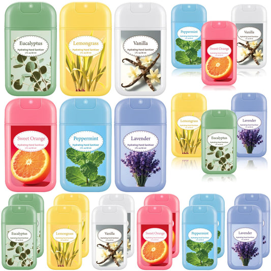 Dansib 24-pack mini hand sanitizer sprays in travel-size bottles for on-the-go protection.