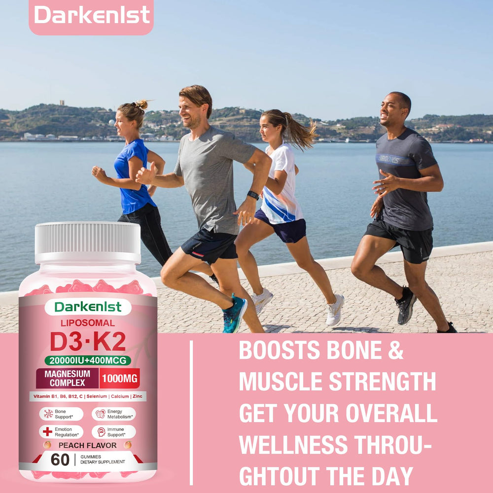 Darkenlst D3 K2 gummies with glass demonstrates easy daily routine